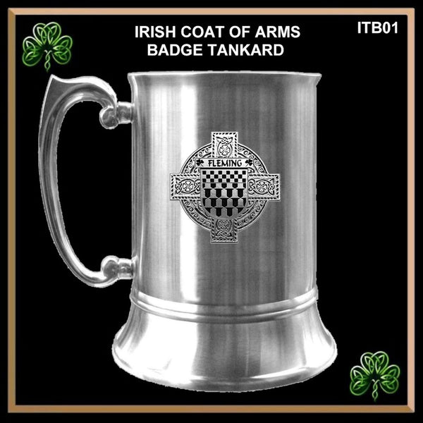 Fleming Irish Coat Of Arms Badge Stainless Steel Tankard