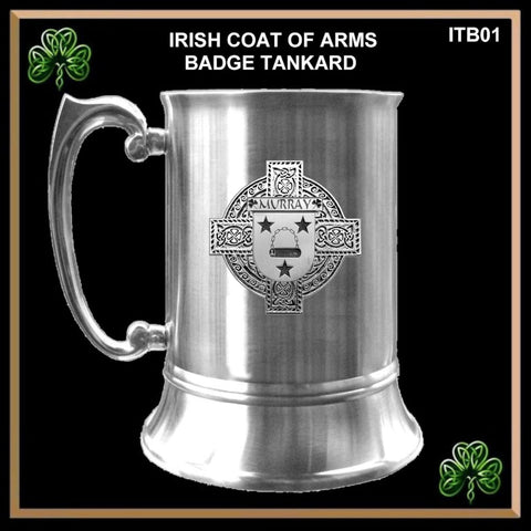 Murray 2 Irish Coat Of Arms Badge Stainless Steel Tankard