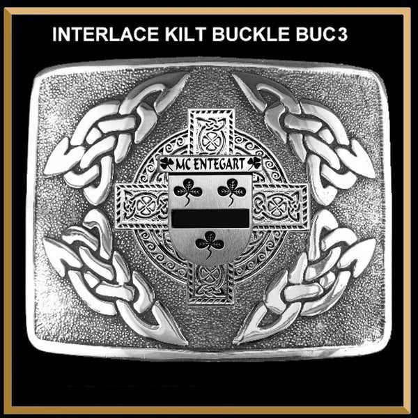 McEntegart Irish Coat of Arms Interlace Kilt Buckle