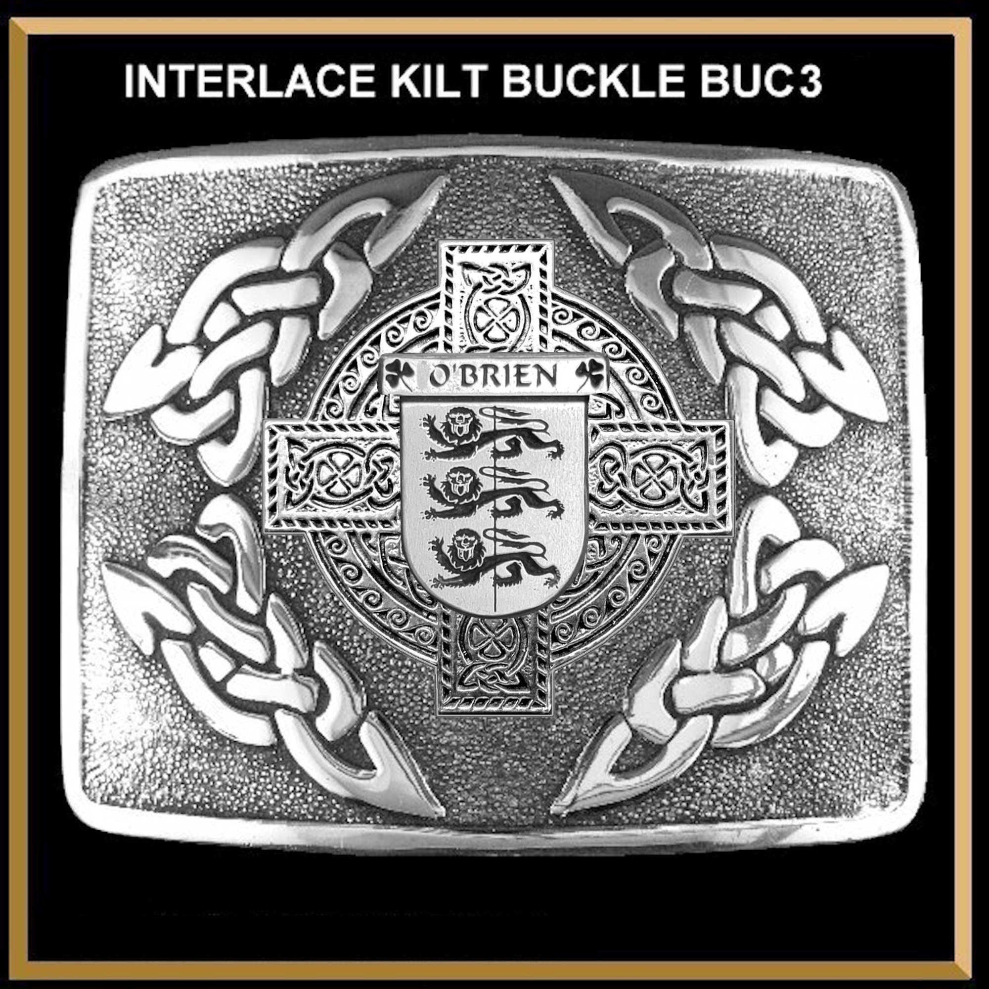 O'Brien Irish Coat of Arms Interlace Kilt Buckle