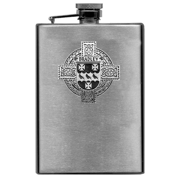 Bradley Irish Celtic Cross Badge 8 oz. Flask Green, Black or Stainless 