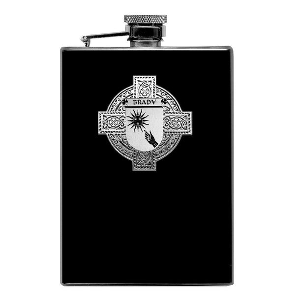 Brady Irish Celtic Cross Badge 8 oz. Flask Green, Black or Stainless 