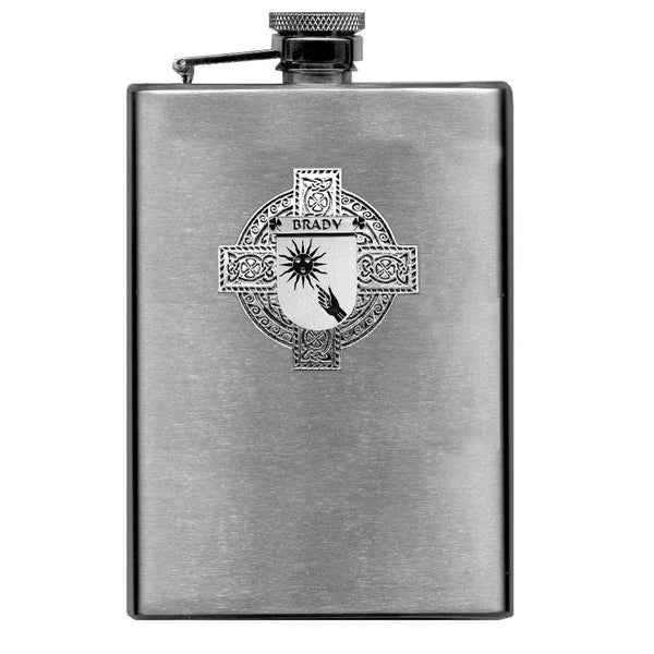 Brady Irish Celtic Cross Badge 8 oz. Flask Green, Black or Stainless 