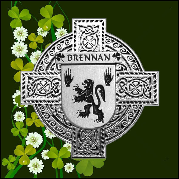 Brennan Irish Celtic Cross Badge 8 oz. Flask Green, Black or Stainless 
