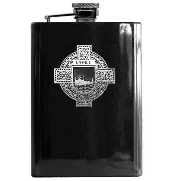 Cahill Irish Celtic Cross Badge 8 oz. Flask Green, Black or Stainless 