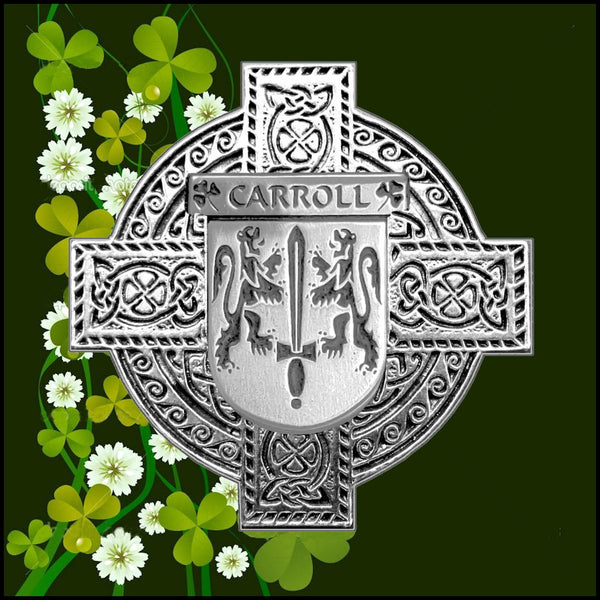 Carroll Irish Celtic Cross Badge 8 oz. Flask Green, Black or Stainless 