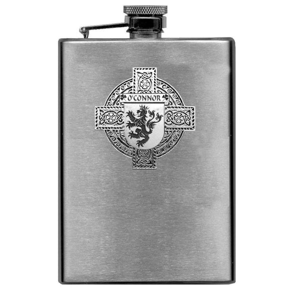 O'Connor Kerry Irish Celtic Cross Badge 8 oz. Flask Green, Black or Stainless 