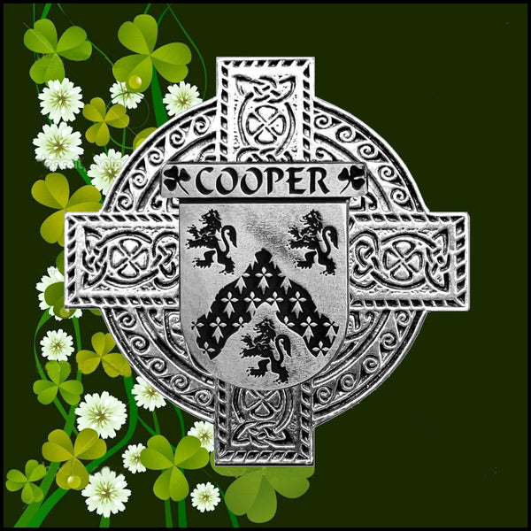 Cooper Irish Celtic Cross Badge 8 oz. Flask Green, Black or Stainless 