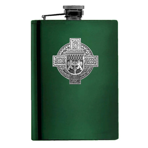 Corcoran Irish Celtic Cross Badge 8 oz. Flask Green, Black or Stainless 
