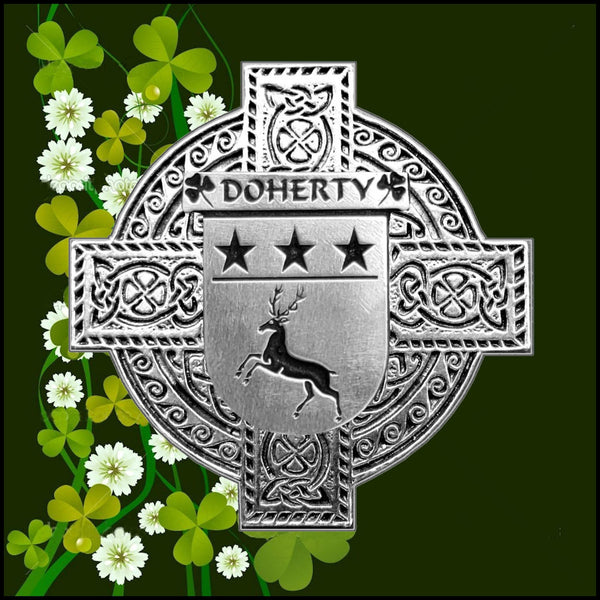 Doherty Irish Celtic Cross Badge 8 oz. Flask Green, Black or Stainless 