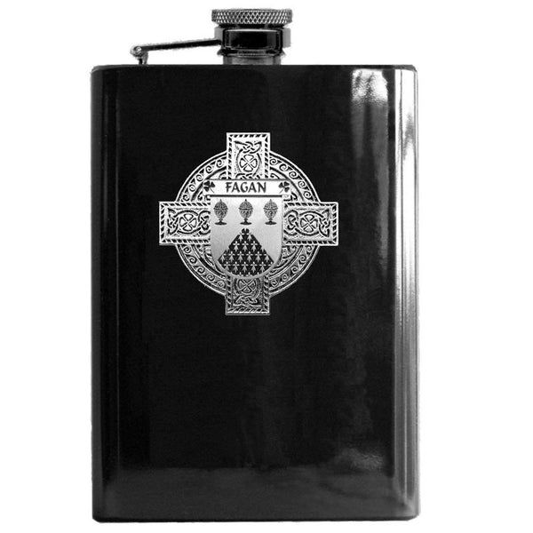 Fagan Irish Celtic Cross Badge 8 oz. Flask Green, Black or Stainless 
