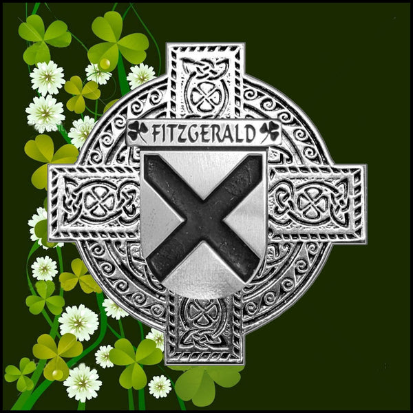 FitzGerald Irish Celtic Cross Badge 8 oz. Flask Green, Black or Stainless 