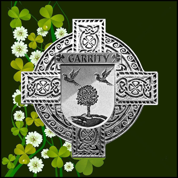 Garrity Irish Celtic Cross Badge 8 oz. Flask Green, Black or Stainless 