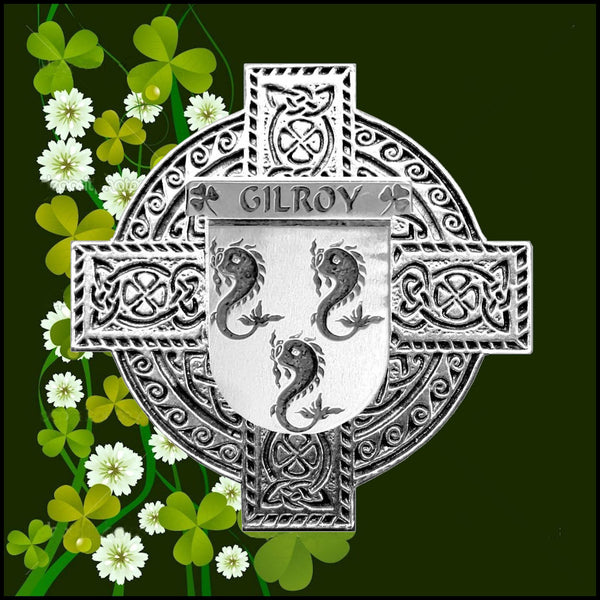 Gilroy Irish Celtic Cross Badge 8 oz. Flask Green, Black or Stainless 