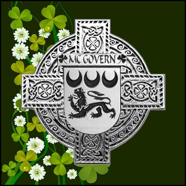 McGovern Irish Celtic Cross Badge 8 oz. Flask Green, Black or Stainless 