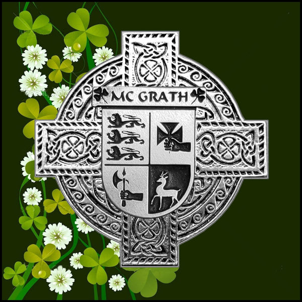 McGrath Irish Celtic Cross Badge 8 oz. Flask Green, Black or Stainless 