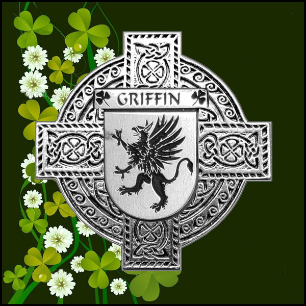 Griffin Irish Celtic Cross Badge 8 oz. Flask Green, Black or Stainless 