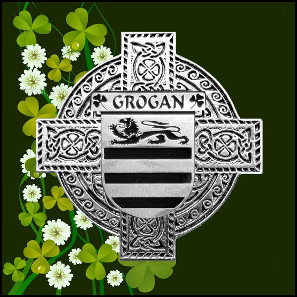 Grogan Irish Celtic Cross Badge 8 oz. Flask Green, Black or Stainless 