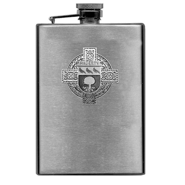 Hagerty Irish Celtic Cross Badge 8 oz. Flask Green, Black or Stainless 