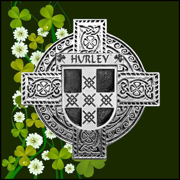Hurley Irish Celtic Cross Badge 8 oz. Flask Green, Black or Stainless 