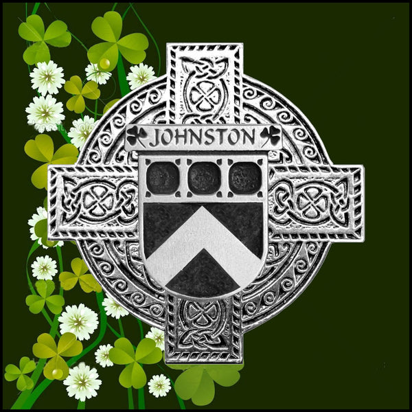 Johnston Irish Celtic Cross Badge 8 oz. Flask Green, Black or Stainless 