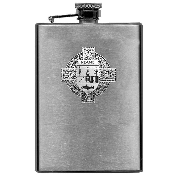 Keane Irish Celtic Cross Badge 8 oz. Flask Green, Black or Stainless 