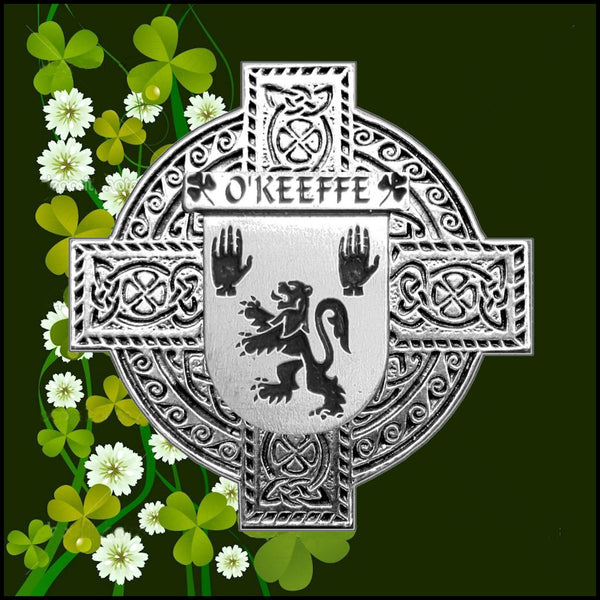 O'Keeffe Irish Celtic Cross Badge 8 oz. Flask Green, Black or Stainless 