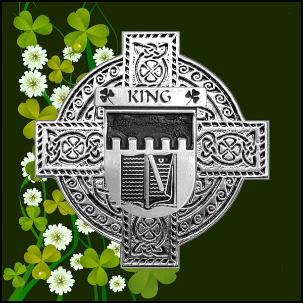 King Irish Celtic Cross Badge 8 oz. Flask Green, Black or Stainless 
