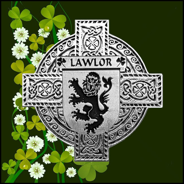 Lawler Irish Celtic Cross Badge 8 oz. Flask Green, Black or Stainless 