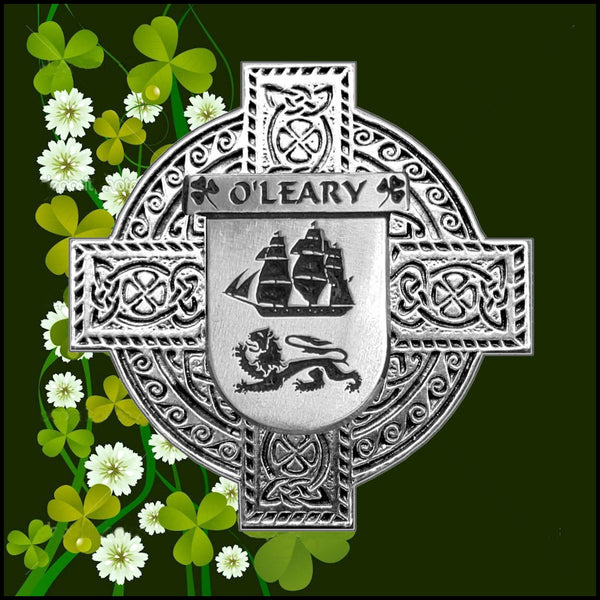 O'Leary Irish Celtic Cross Badge 8 oz. Flask Green, Black or Stainless 