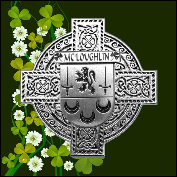 McLoughlin Irish Celtic Cross Badge 8 oz. Flask Green, Black or Stainless 