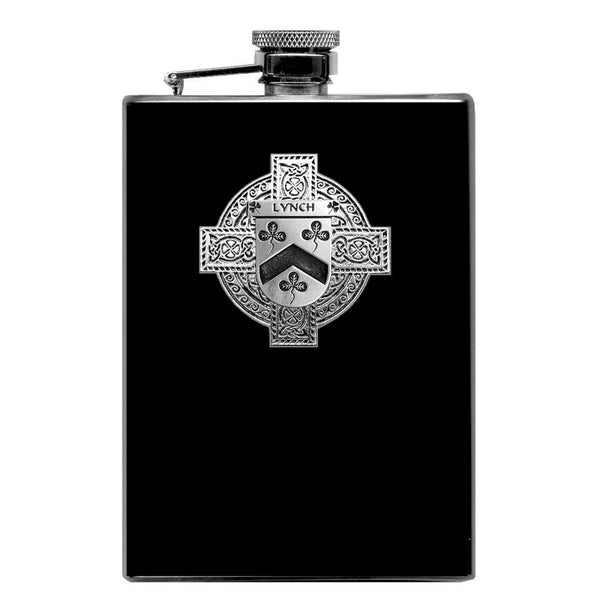 Lynch Irish Celtic Cross Badge 8 oz. Flask Green, Black or Stainless 