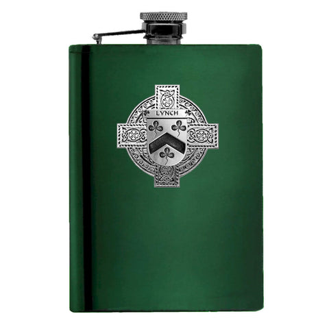 Lynch Irish Celtic Cross Badge 8 oz. Flask Green, Black or Stainless 