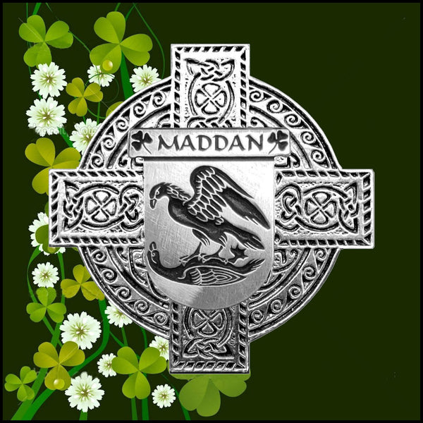 Maddan Irish Celtic Cross Badge 8 oz. Flask Green, Black or Stainless 
