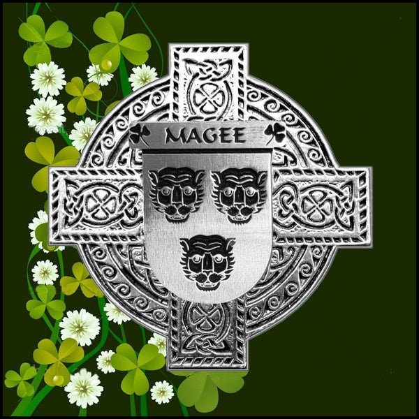 Magee Irish Celtic Cross Badge 8 oz. Flask Green, Black or Stainless 