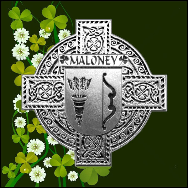 Maloney Irish Celtic Cross Badge 8 oz. Flask Green, Black or Stainless 