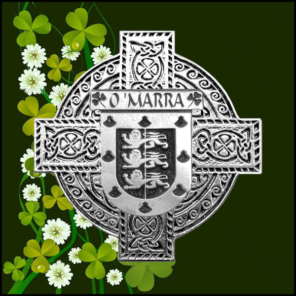O'Marra Irish Celtic Cross Badge 8 oz. Flask Green, Black or Stainless 