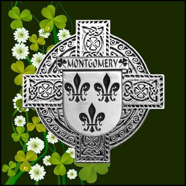 Montgomery Irish Celtic Cross Badge 8 oz. Flask Green, Black or Stainless 