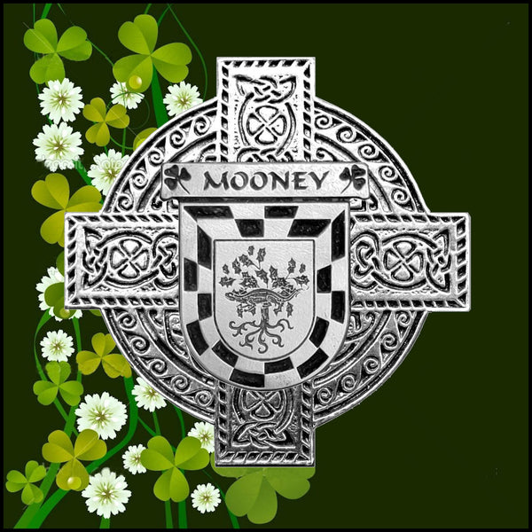 Mooney Irish Celtic Cross Badge 8 oz. Flask Green, Black or Stainless 