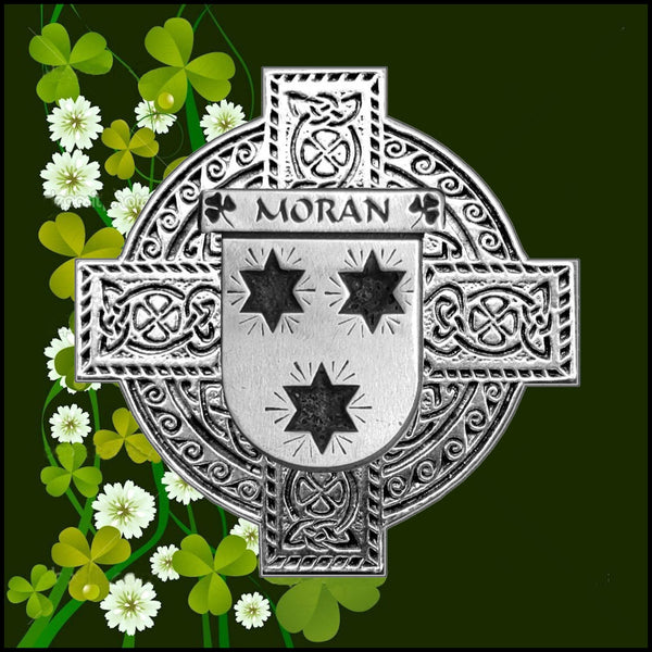 Moran Irish Celtic Cross Badge 8 oz. Flask Green, Black or Stainless 