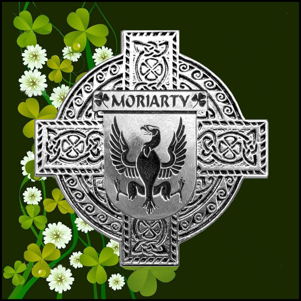 Moriarty Irish Celtic Cross Badge 8 oz. Flask Green, Black or Stainless 