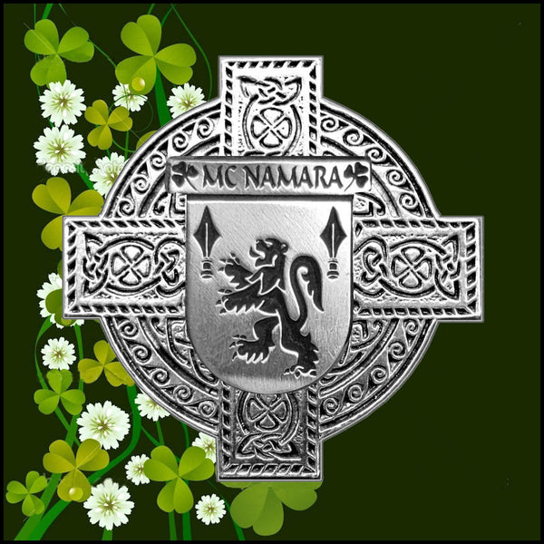 McNamara Irish Celtic Cross Badge 8 oz. Flask Green, Black or Stainless 
