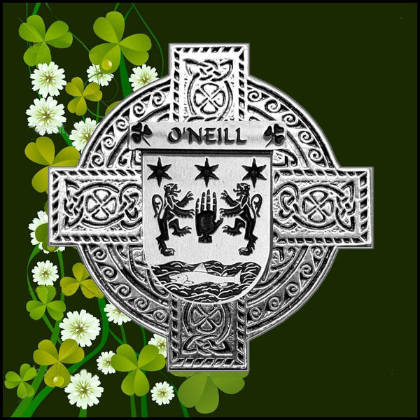 O'Neill Irish Celtic Cross Badge 8 oz. Flask Green, Black or Stainless 