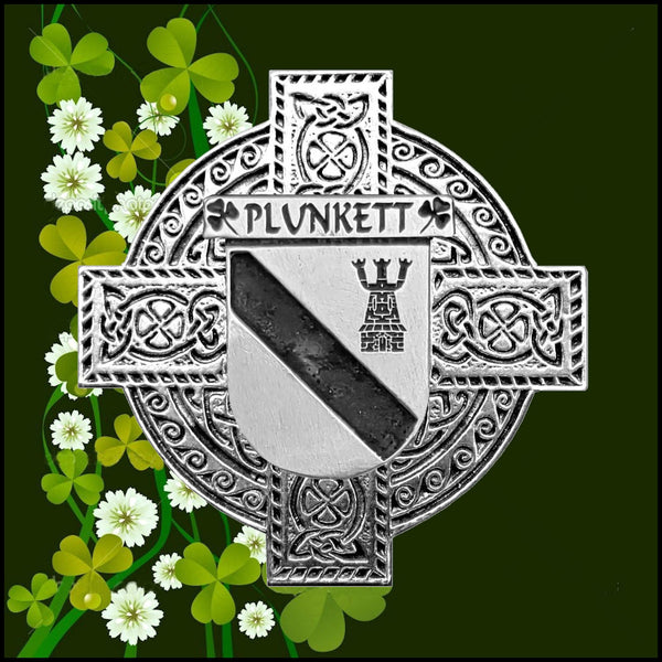 Plunkett Irish Celtic Cross Badge 8 oz. Flask Green, Black or Stainless 