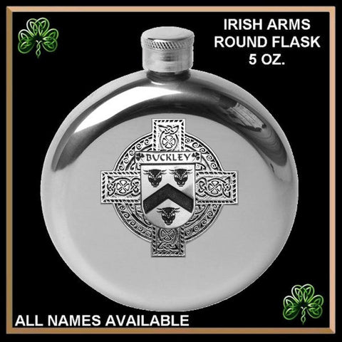 Buckley Irish Celtic Cross Round Flask 5 oz