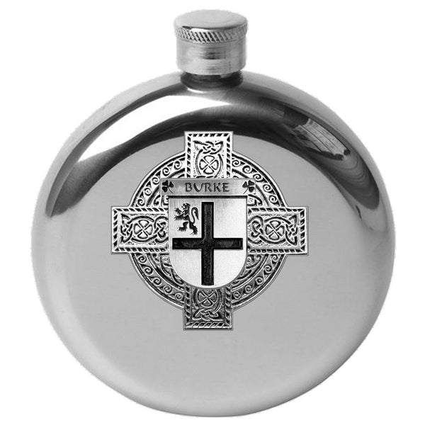 Burke Irish Celtic Cross Round Flask 5 oz