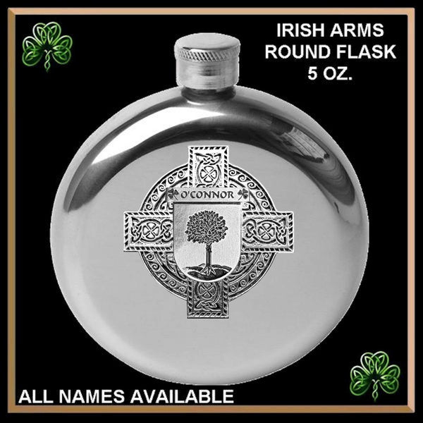 O'Connor Offlay Irish Celtic Cross Round Flask 5 oz