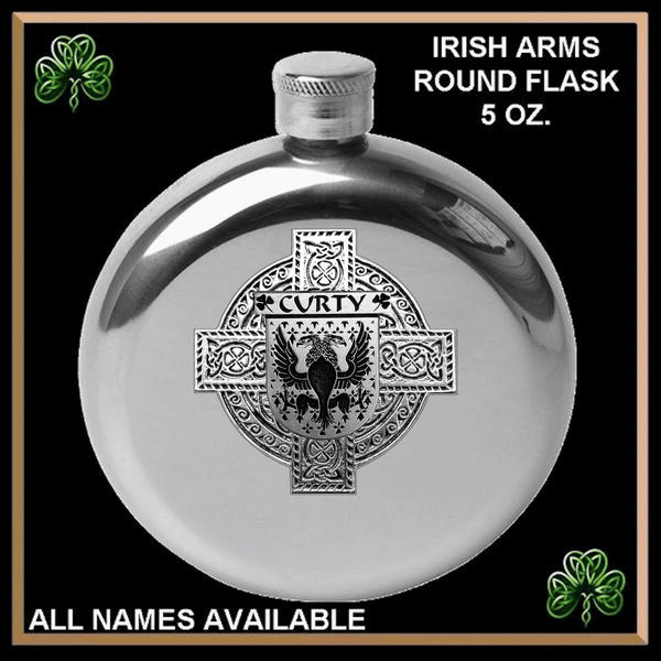 Curty Irish Celtic Cross Round Flask 5 oz