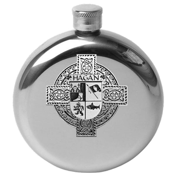 Hagan Irish Celtic Cross Round Flask 5 oz