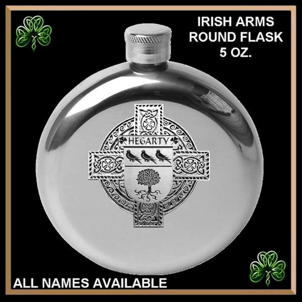Hegarty Irish Celtic Cross Round Flask 5 oz